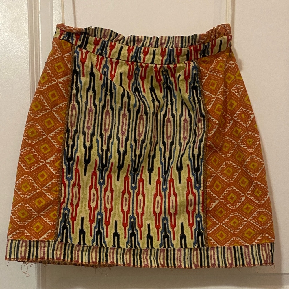 RACHEL Rachel Roy Orange and Black Patterned Mini Skirt